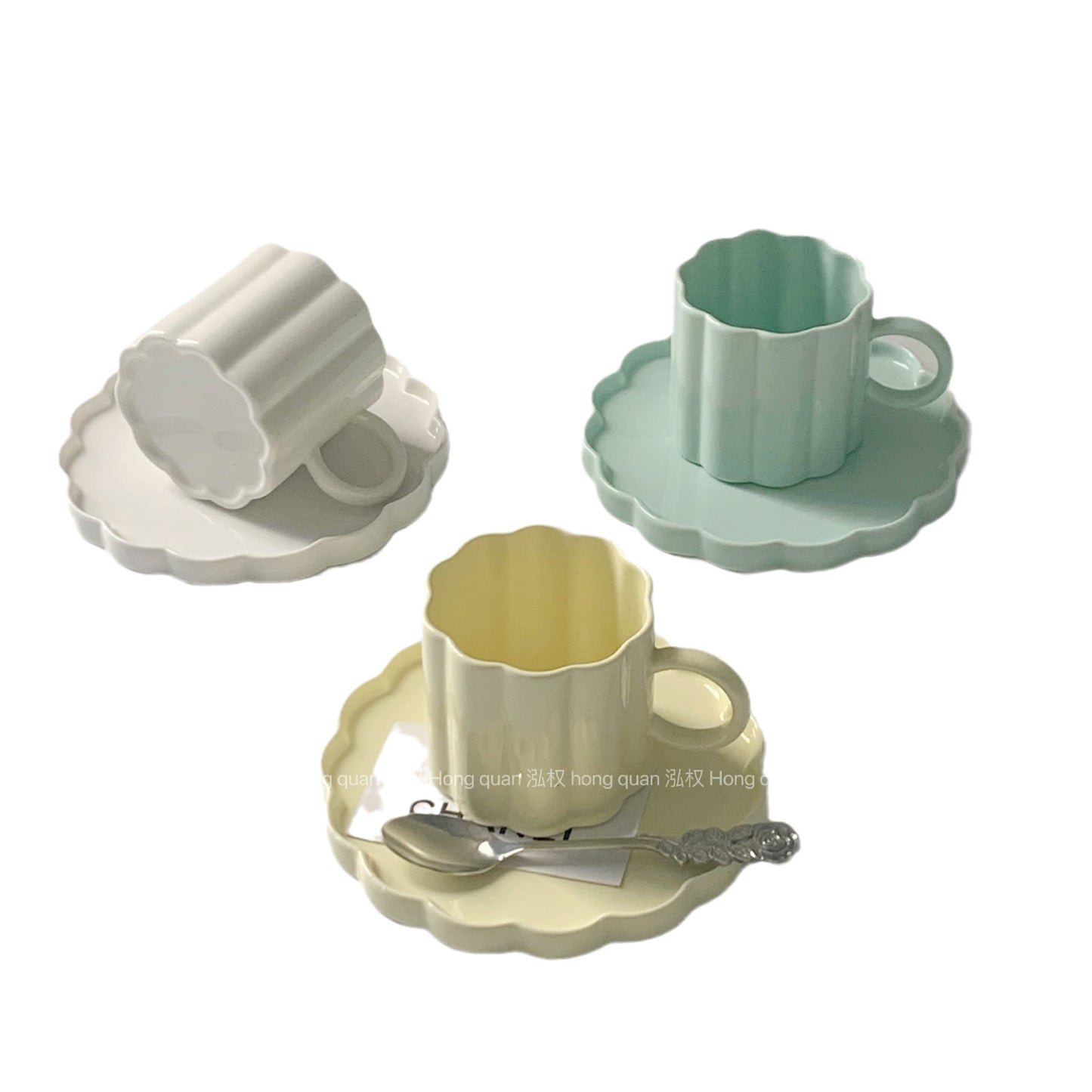 Macaron Color Series Ceramic Cup and Dish Set - Kitchen Decor