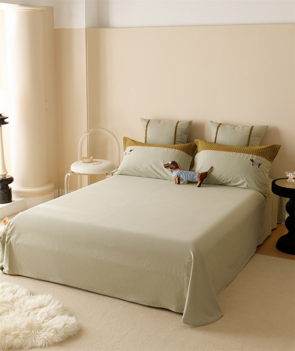 120 Thread Count Cotton Quilt Cover Bedding Set - Embroidered Four-Piece