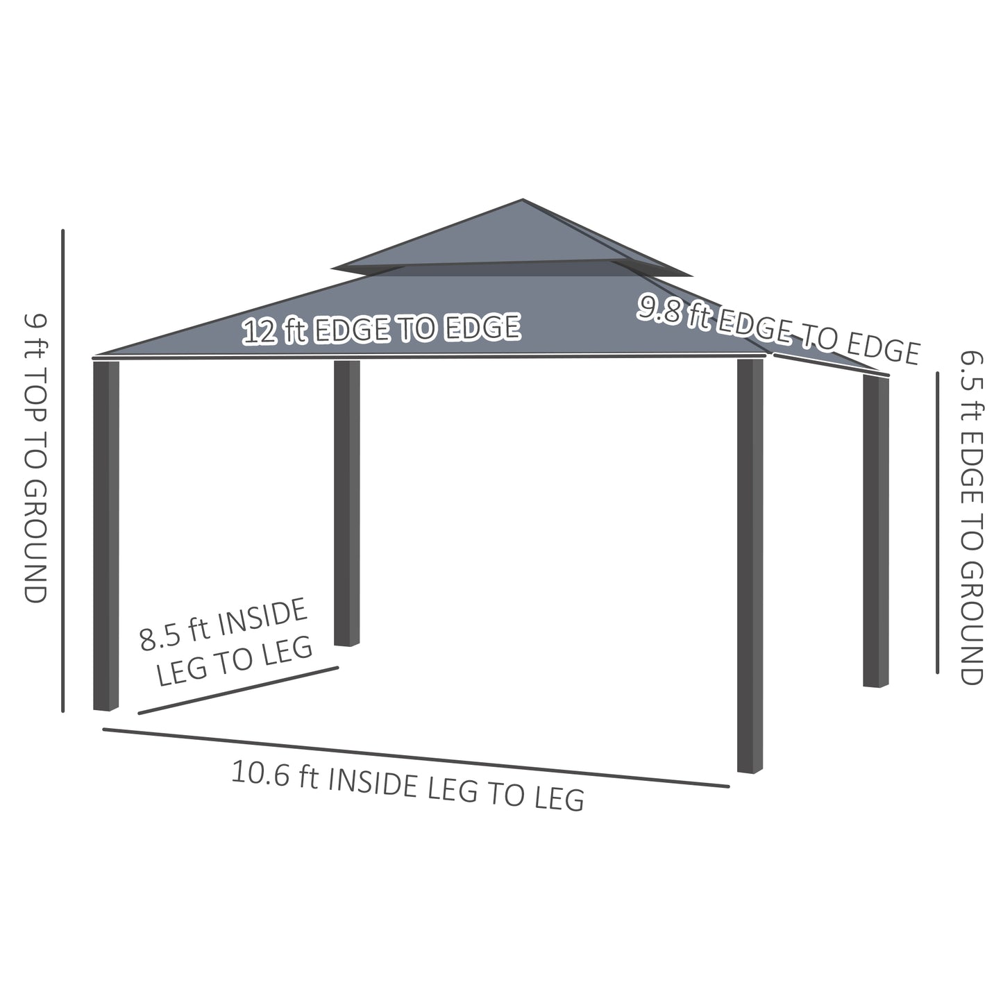 10x12 Double Roof Patio Gazebo Canopy with Netting & Curtains - Beige