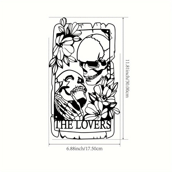 Gothic Skeleton Lovers Tarot Wall Art - Dark Aesthetic Decor