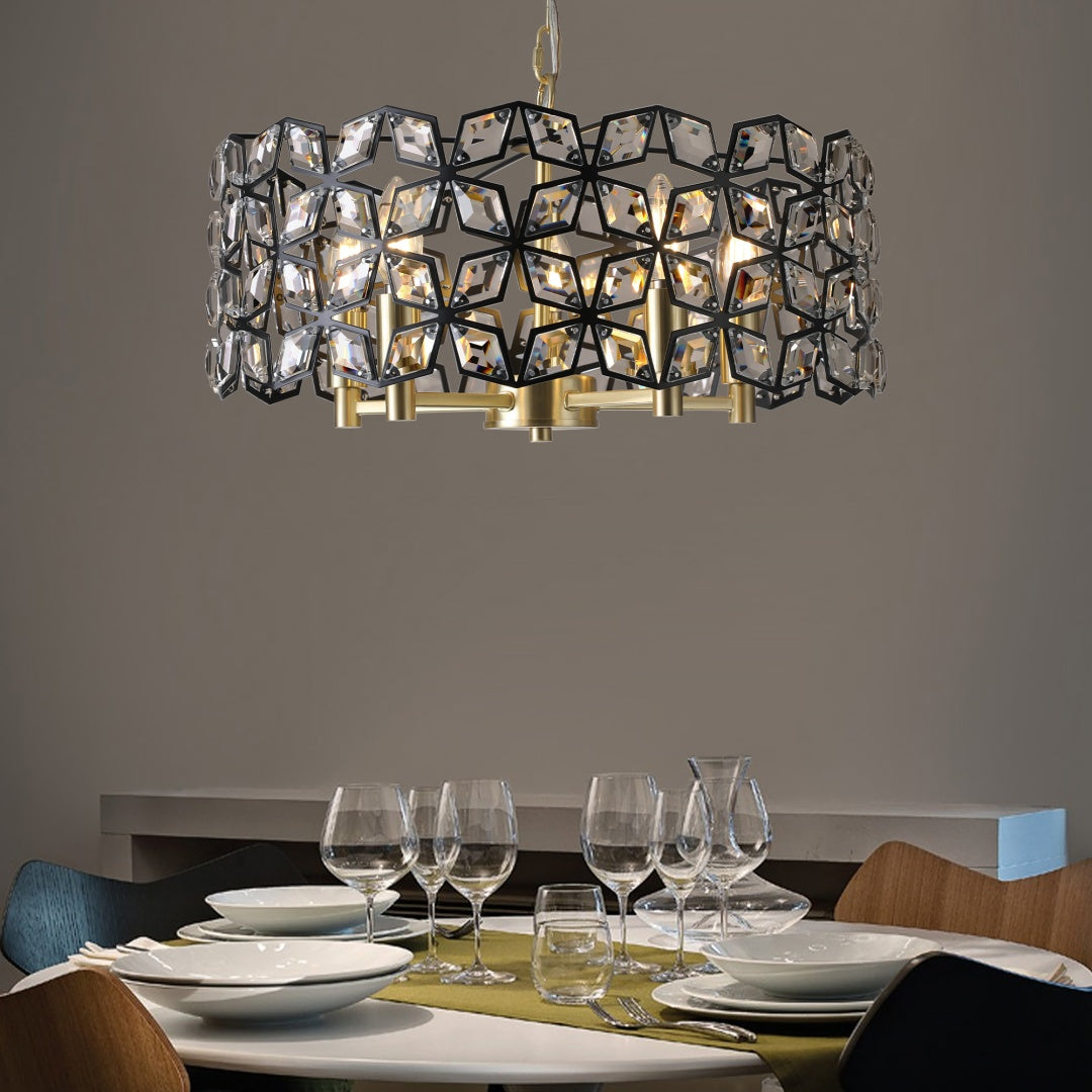 Geometric Crystal Pendant Chandelier - Modern 5-Light Fixture