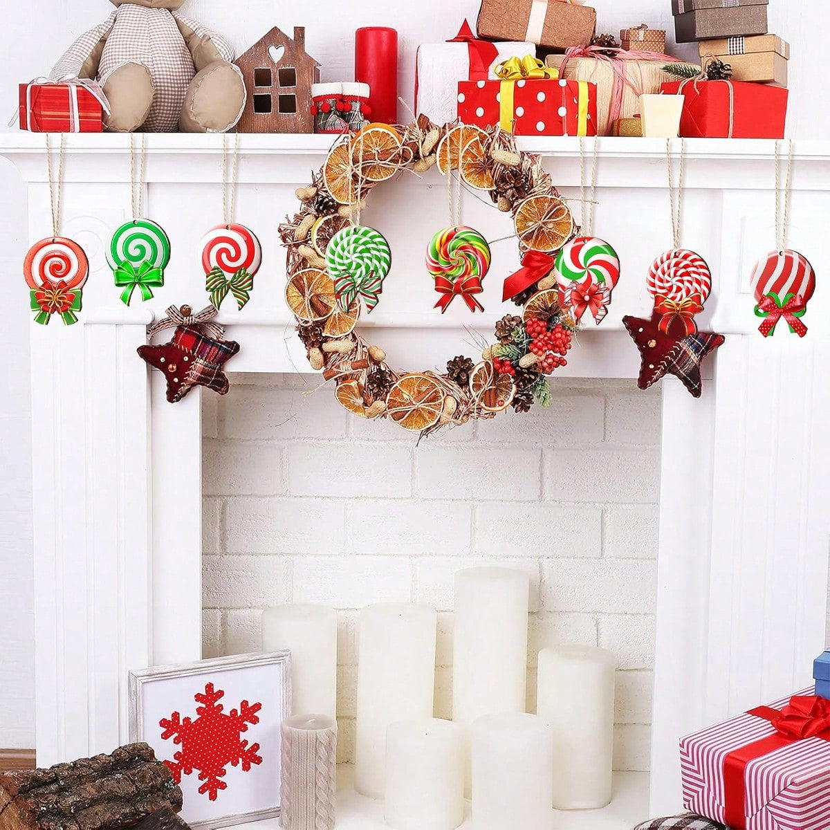 24-Piece Colorful Peppermint Christmas Tree Ornaments Set
