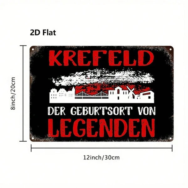Vintage Metal Wall Art - Krefeld Germany 8x12 Inch Plaque
