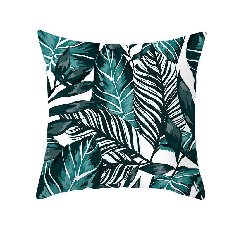 Green Plant Tassel Sofa Pillowcase - 45x45cm Plush Cushion Cover