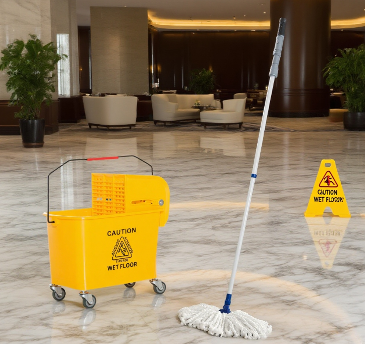 Compact Mop Bucket with Wringer - 21 Quart Capacity, Yellow