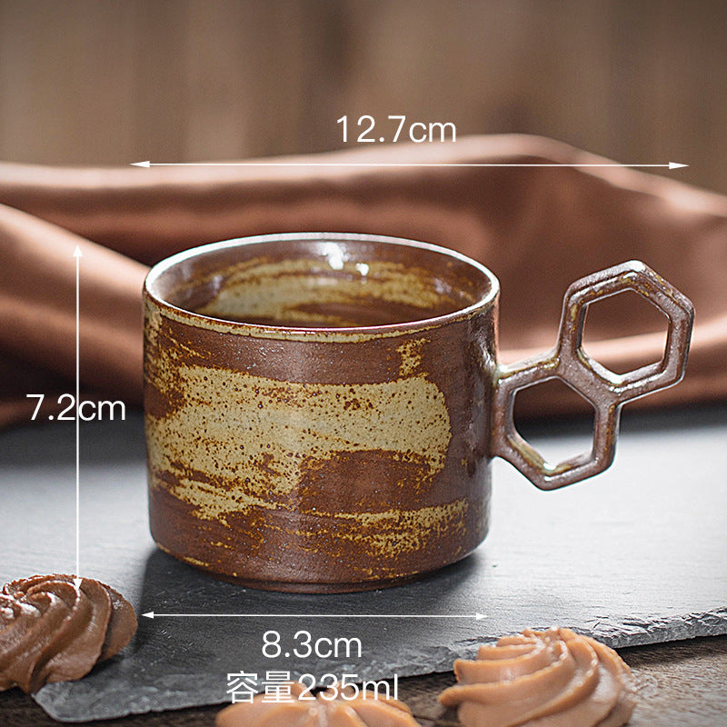 Vintage Ceramic Coffee Cup Set - Stackable Drinkware for Kitchen, 235ml