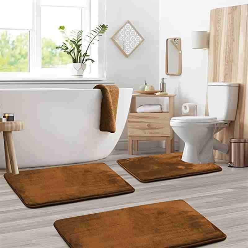 Non-Slip Coral Fleece Bathroom Mat Set - Toilet & Floor Mats for Home Use