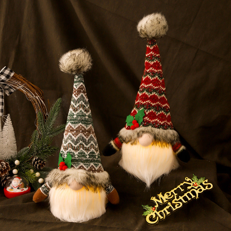 Glowing Knitting Doll Ornaments Christmas Plush Decor Faceless Rudolph