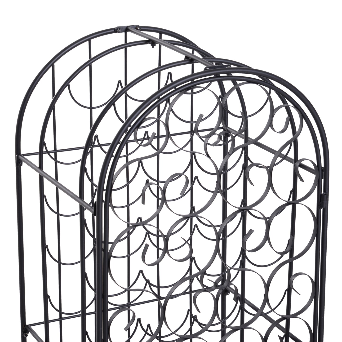 Wrought Iron Wine Rack Cabinet for 35 Bottles - Black