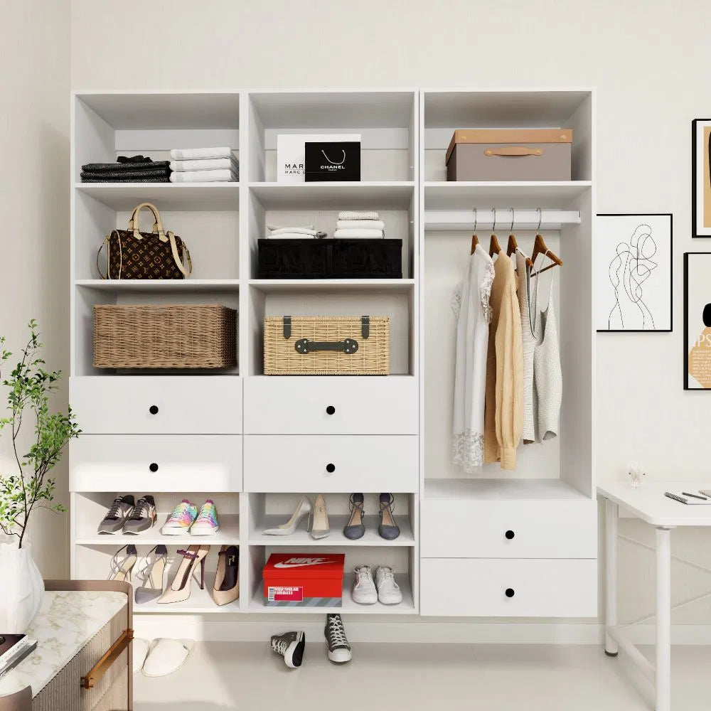 Livelylodge Modular Wardrobe Closet - Freestanding White With