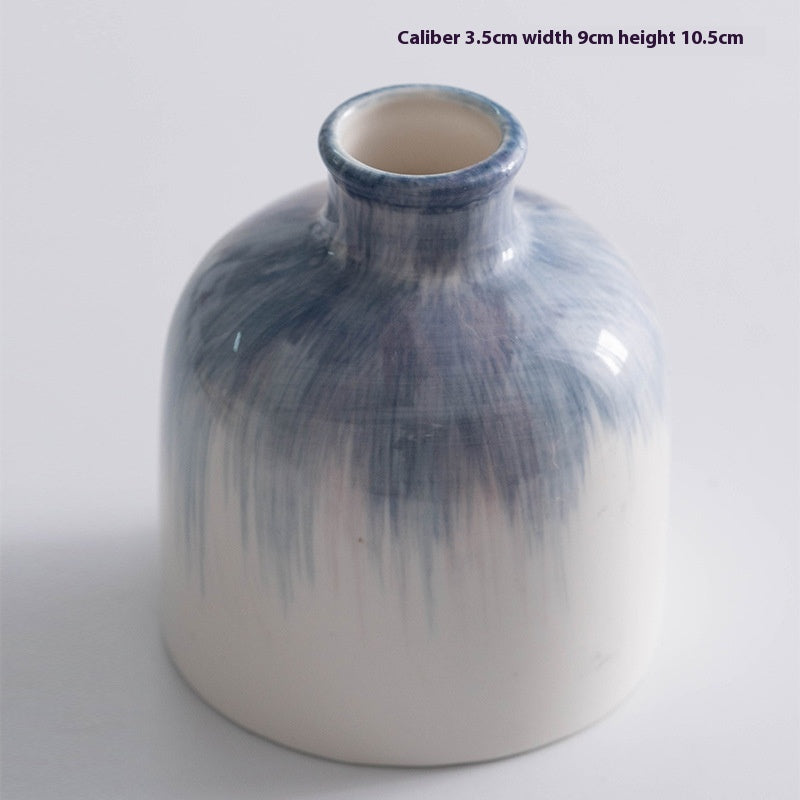 Hand Painted Ceramic Vase - Modern Simple Blue Home Decor