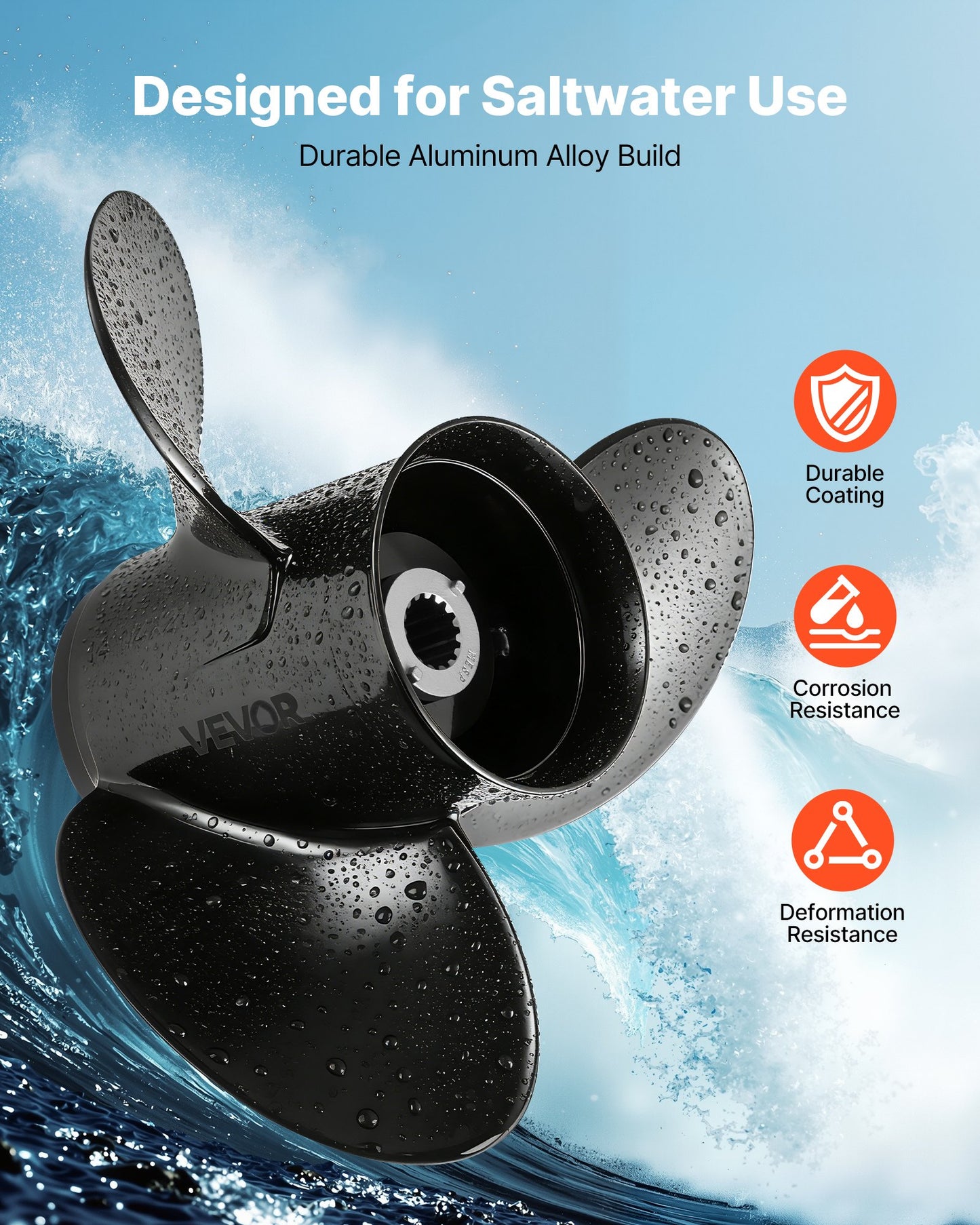 Outboard Propeller 3-Blade Aluminum RH Fit Mercury/Mariner 90-400 HP