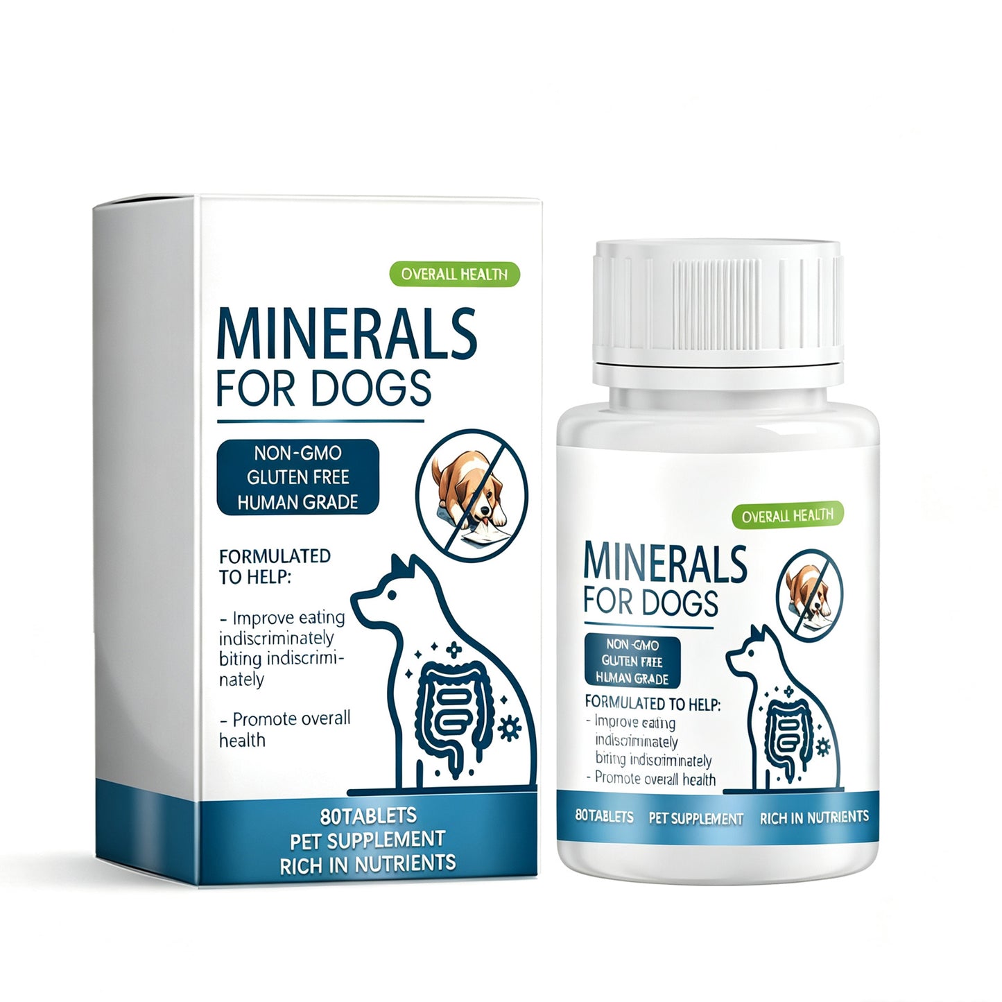 Dog Mineral Supplement Chewables for Pica Appetite & Bone Support - Non-GMO, 80 Tablets