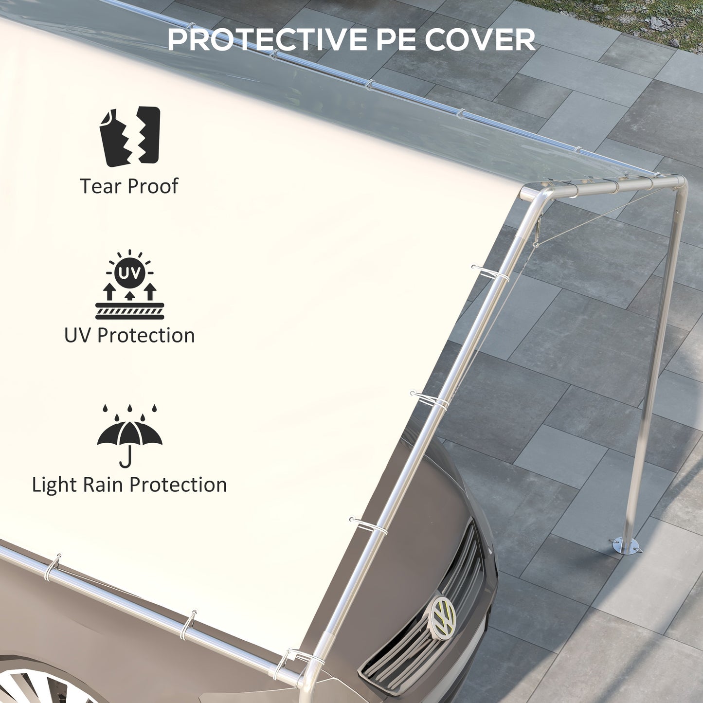 UV Resistant Carport Canopy Replacement Cover - 10x20ft