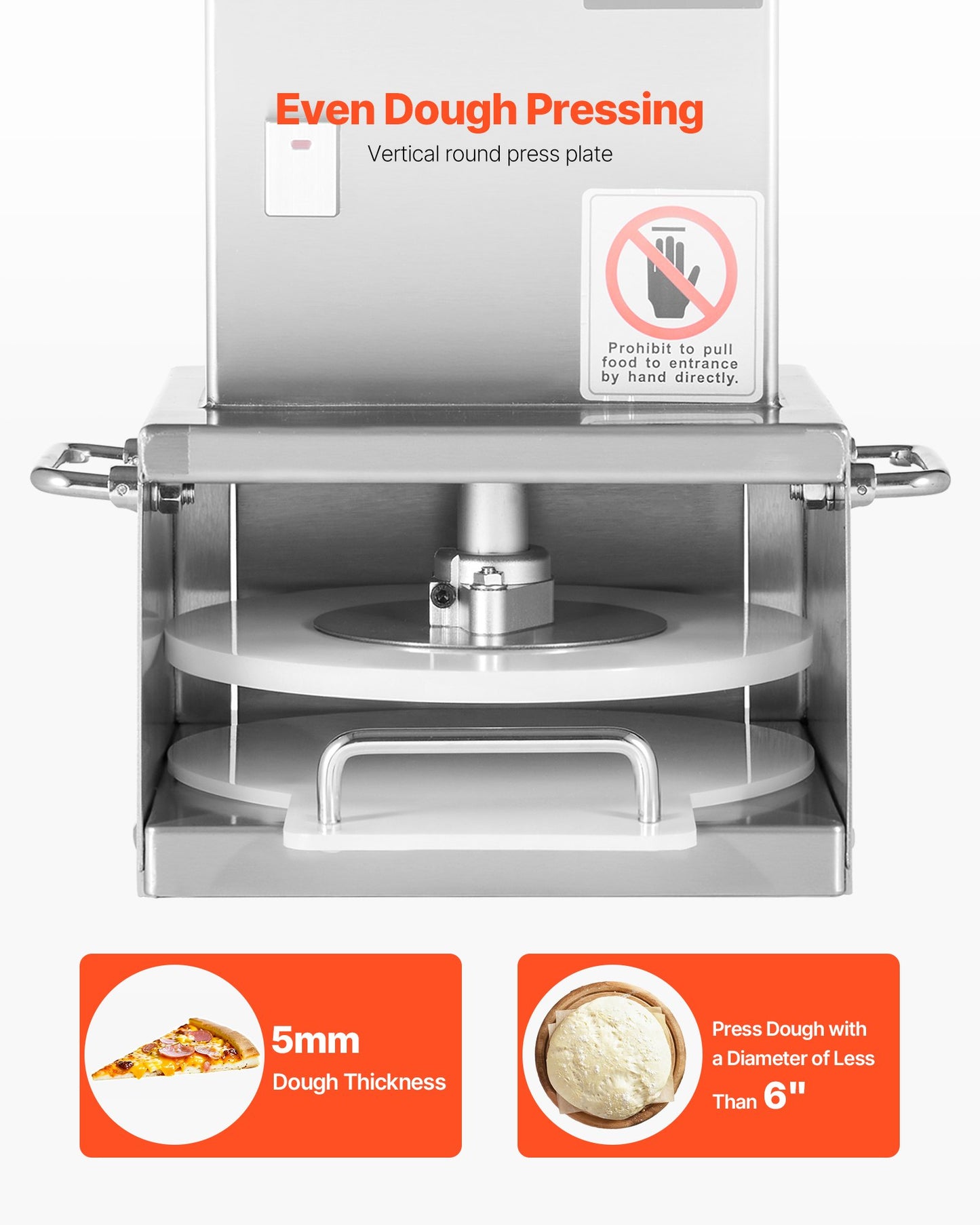 Electric Pizza Dough Press Machine 6 Inch Stainless Steel Pastry Sheeter