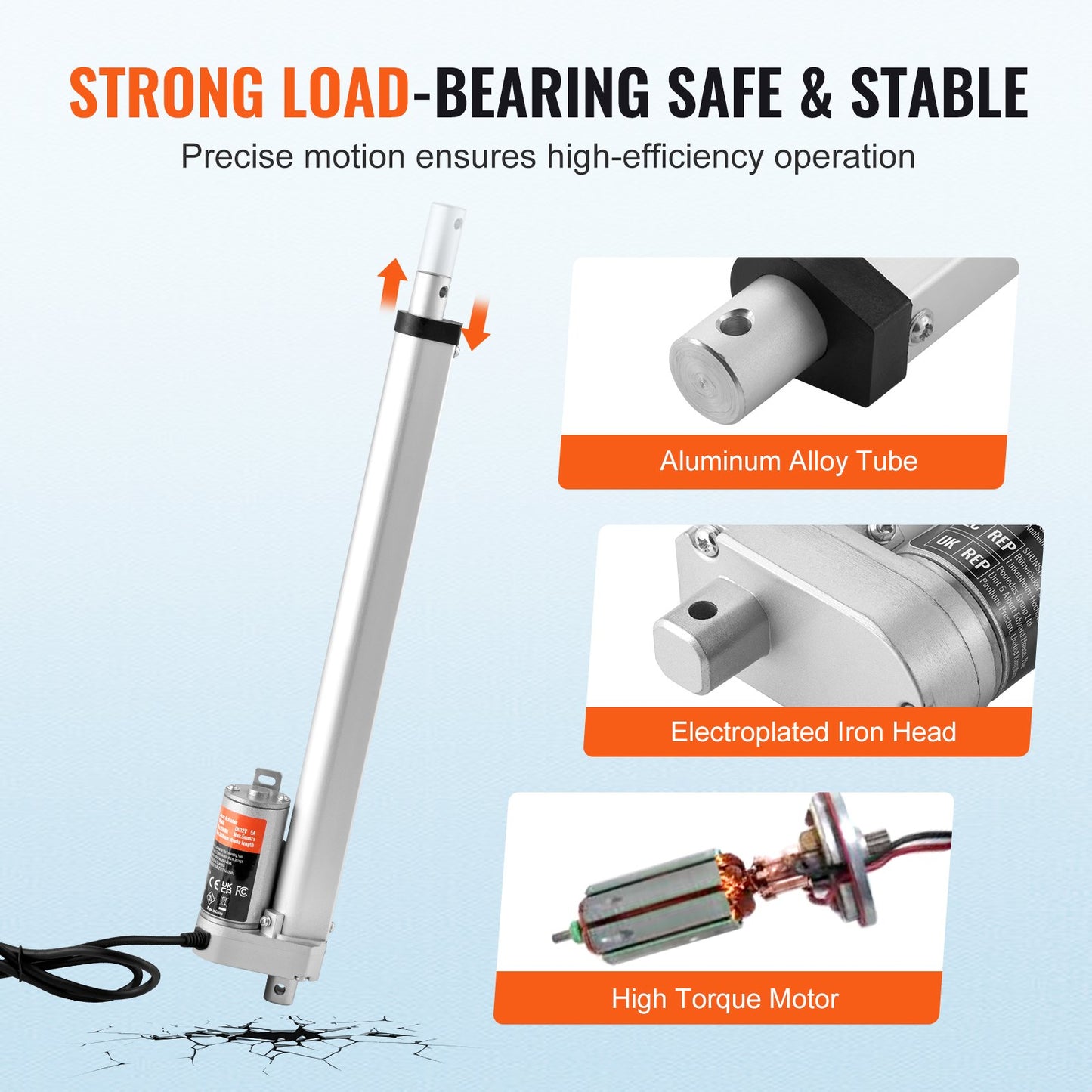 12V 12-Inch Linear Actuator 220Lbs High Speed with IP54 Protection