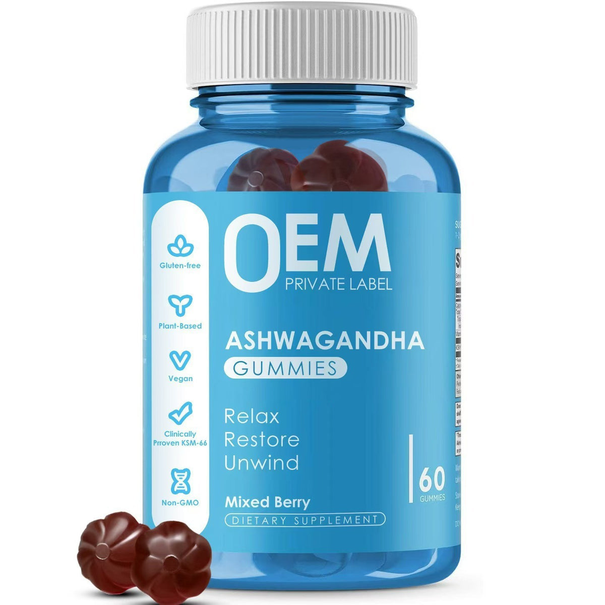 Ashwagandha Gummies - Soft Candy, 60 Tablets