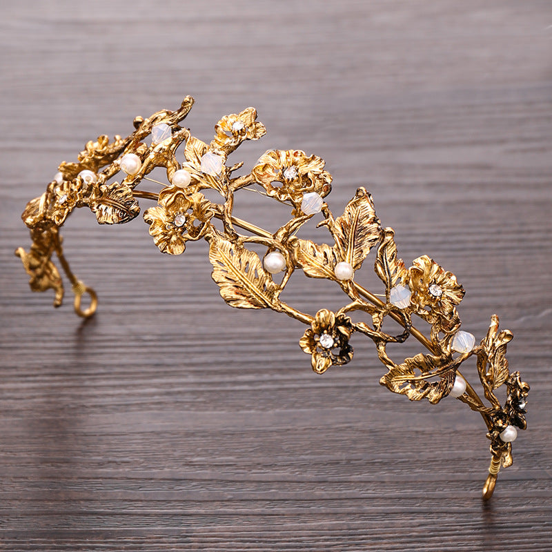 Diamond-Shaped Flower Crown Tiara for Weddings & Celebrations - Patina