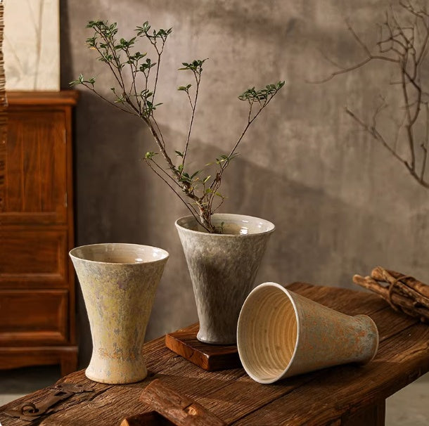 Ceramic Flower Pot with Tall Base for Green Plants - Floor Standing Garden Vase