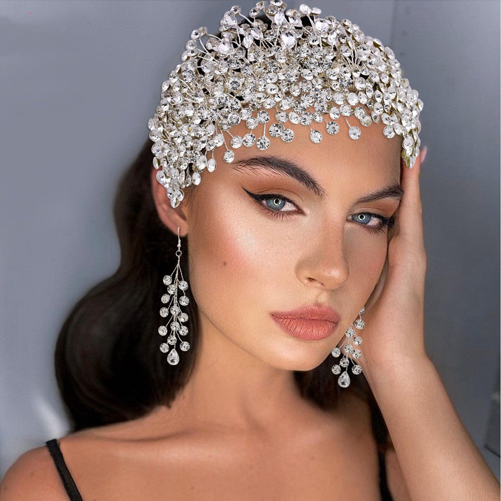 Rhinestone Wedding Headband - Floral Handmade