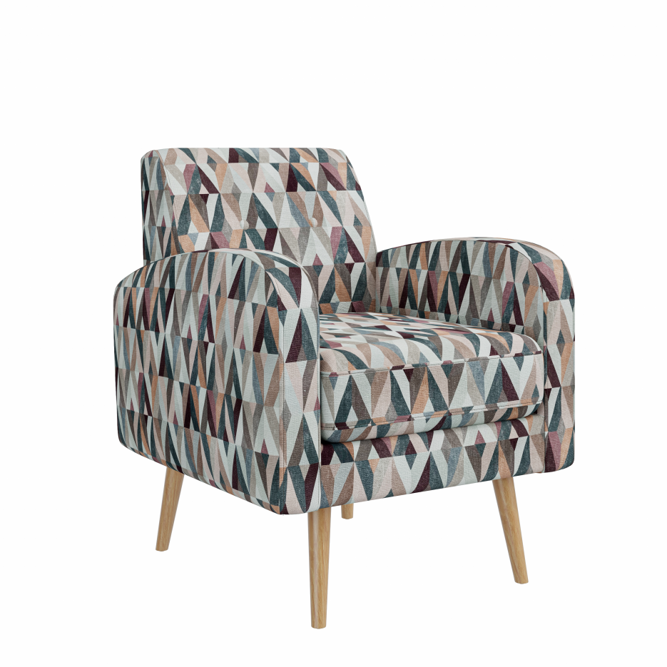 Darien Accent Arm Chair - Red and Tan Prism Pattern