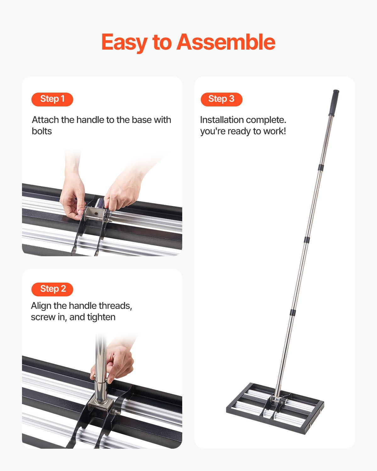 Heavy Duty Lawn Leveling Rake with Adjustable Handle - Yard & Garden Tool