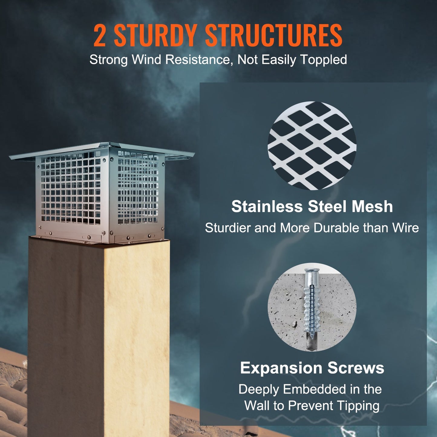 17x17 Inch Stainless Steel Chimney Cap - Rust-Resistant Fireplace Cover with Easy Installation