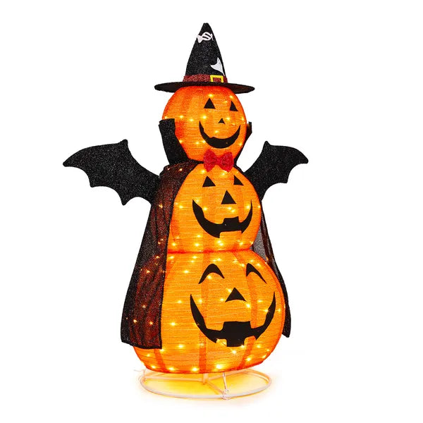 5ft Retractable Fabric Pumpkin Halloween Decor with LED Lights
