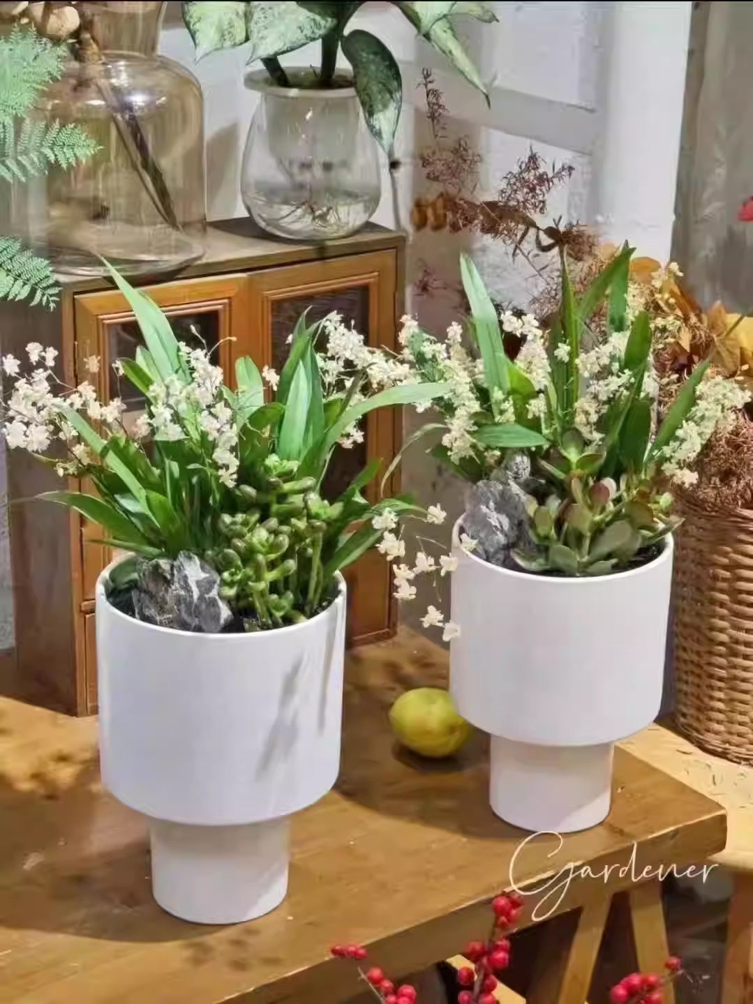 Tall Ceramic Flower Pot for Indoor Decor - Modern Home Garden Planter