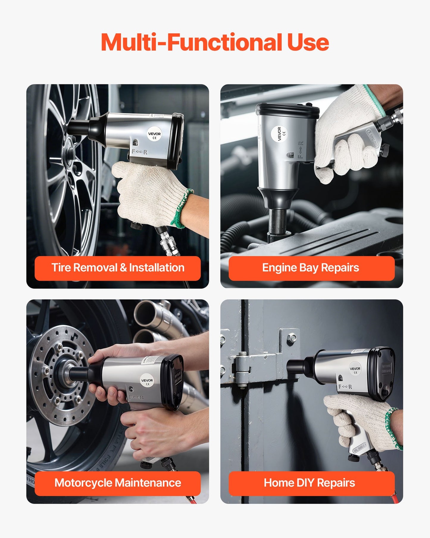 Impact Wrench & Ratchet Wrench Combo Kit - 19 Pieces with Impact Sockets, Carrying Case