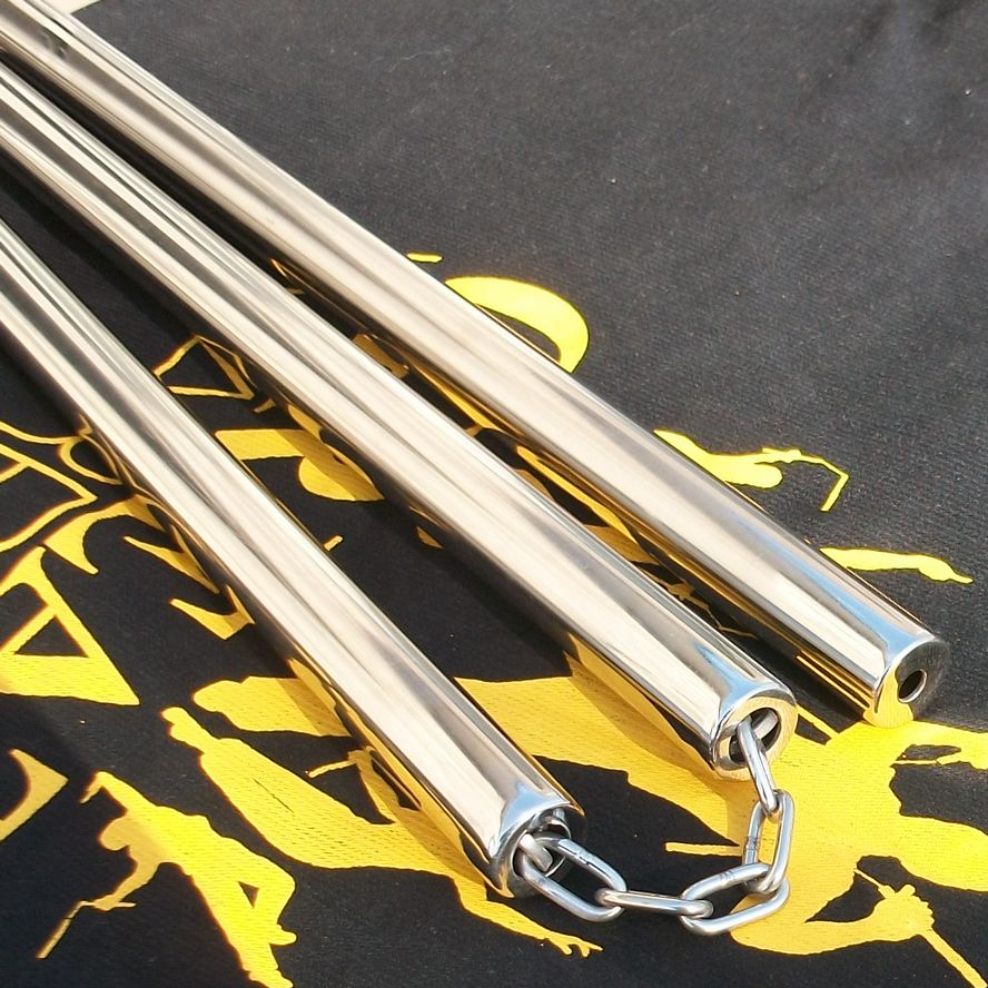 Stainless Steel Flat-Head Performance Staff Three-Section Staff Multiple Sizes