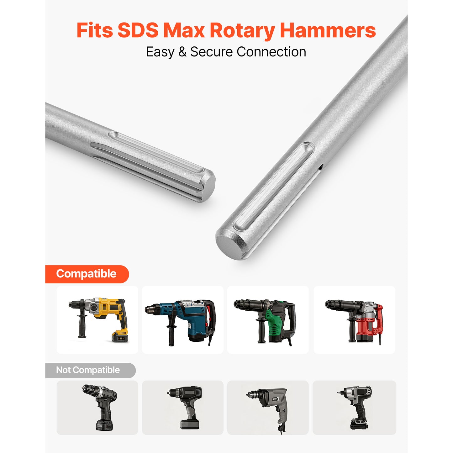 Heavy Duty SDS Max Chisel Bit 13.8" x 5.9" for Rotary Hammers - Remove Tile & Mortar