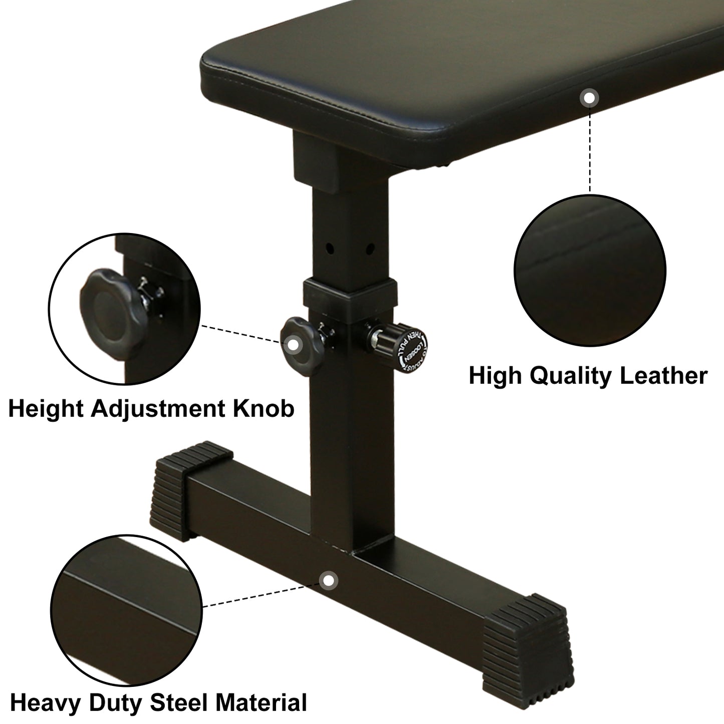 Flat Weight Bench for Strength Training - 5 Adjustable Heights