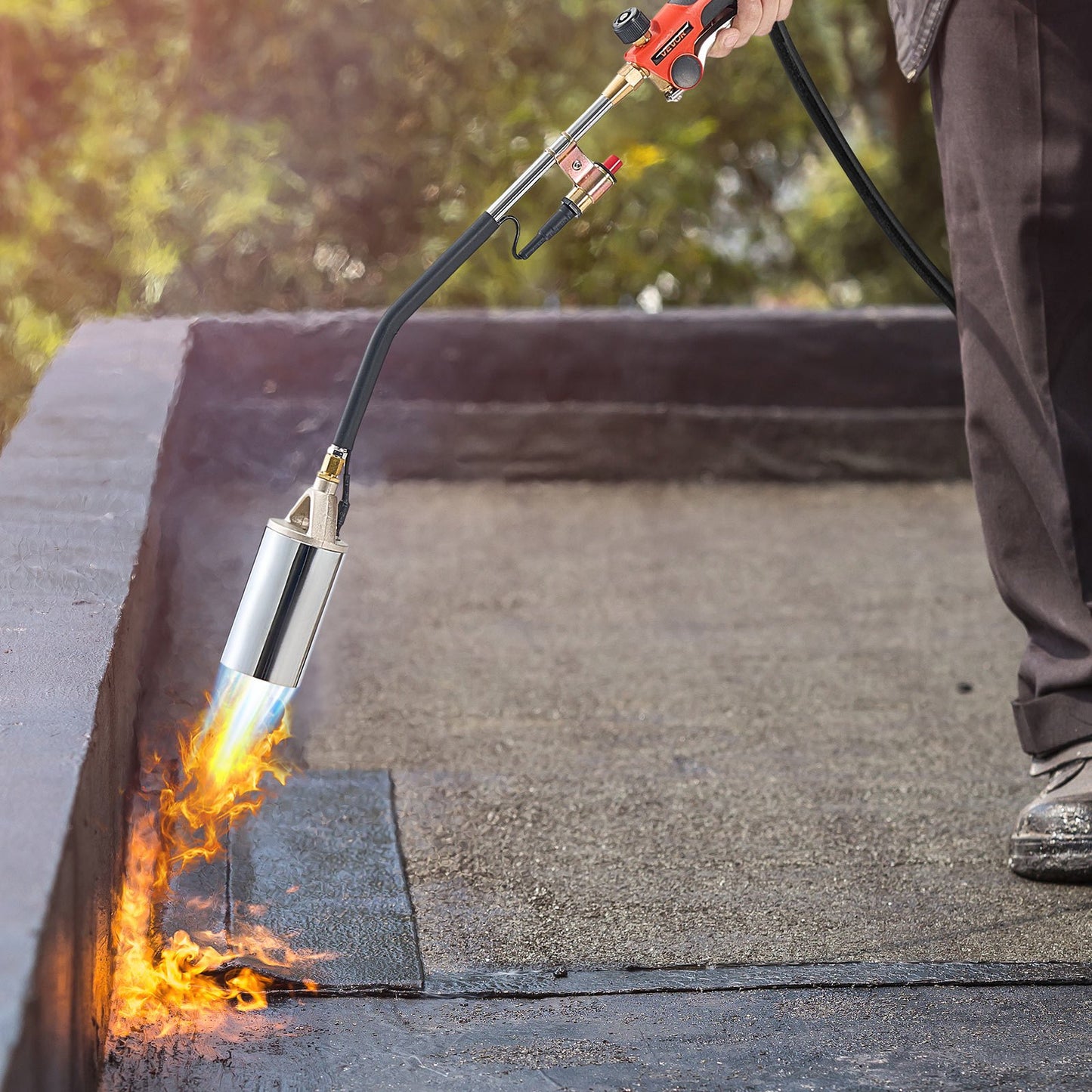 Propane Weed Torch Burner 1.8 Million BTU with 10 Ft Hose - Portable Garden Tool