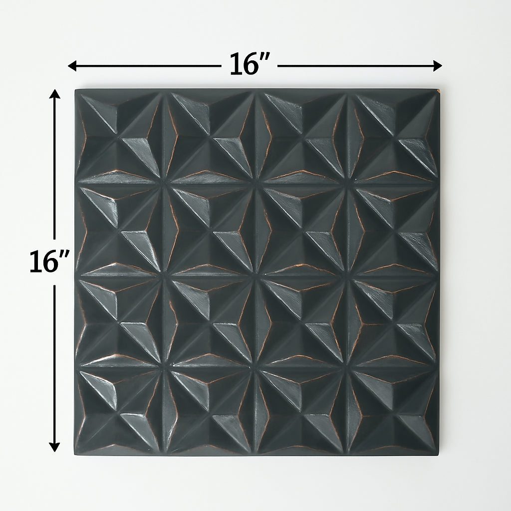 Black Square Shape Handcrafted MDF Wall Decor -16 X16 Elegant Home