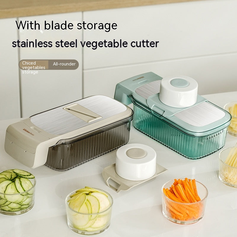Multi-function Vegetable Chopper with Blades & Basket - Kitchen Grater for Potatoes & More