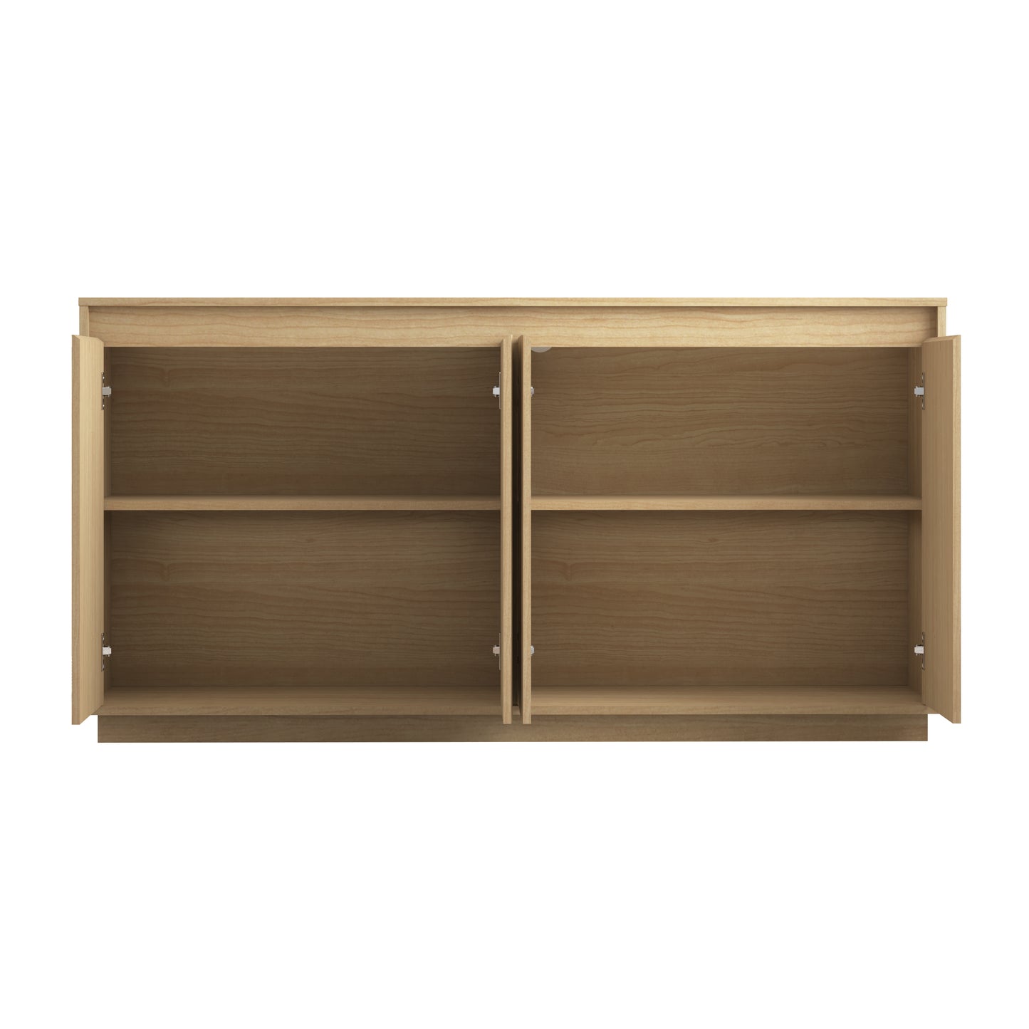 Natural 4-Door Sideboard Buffet Cabinet with Power Outlet