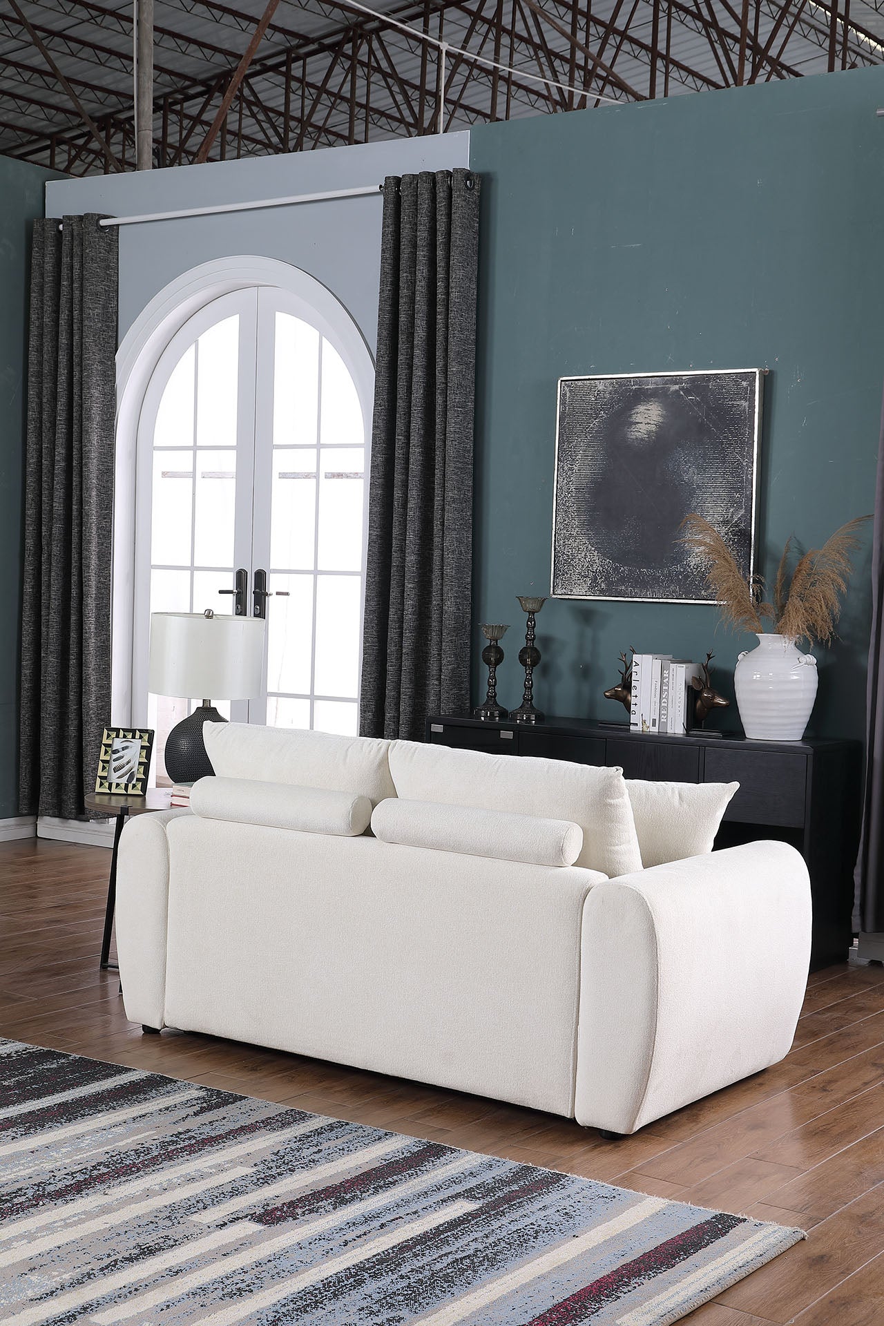 Beige Modern Minimalist Sofa - 2-Seater Medium-Soft Comfort