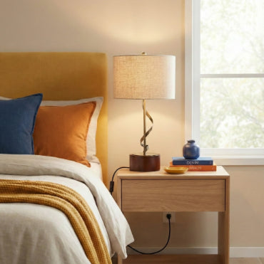 Bedside Bedroom Nightstand Desk Lamp Study Lamps Solid Wood Creative