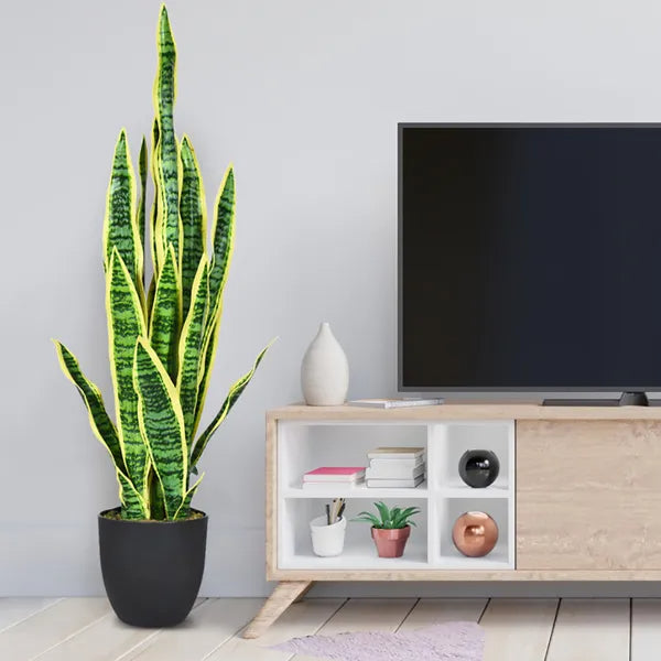 Realistic 35.5-Inch Artificial Snake Plant for Indoor & Outdoor Decor