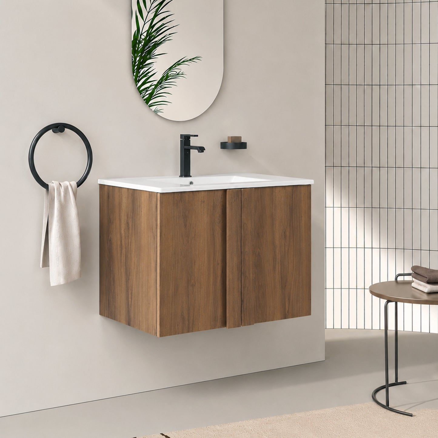30" Wall-Mounted Bathroom Vanity with Sink - Brown Ebony