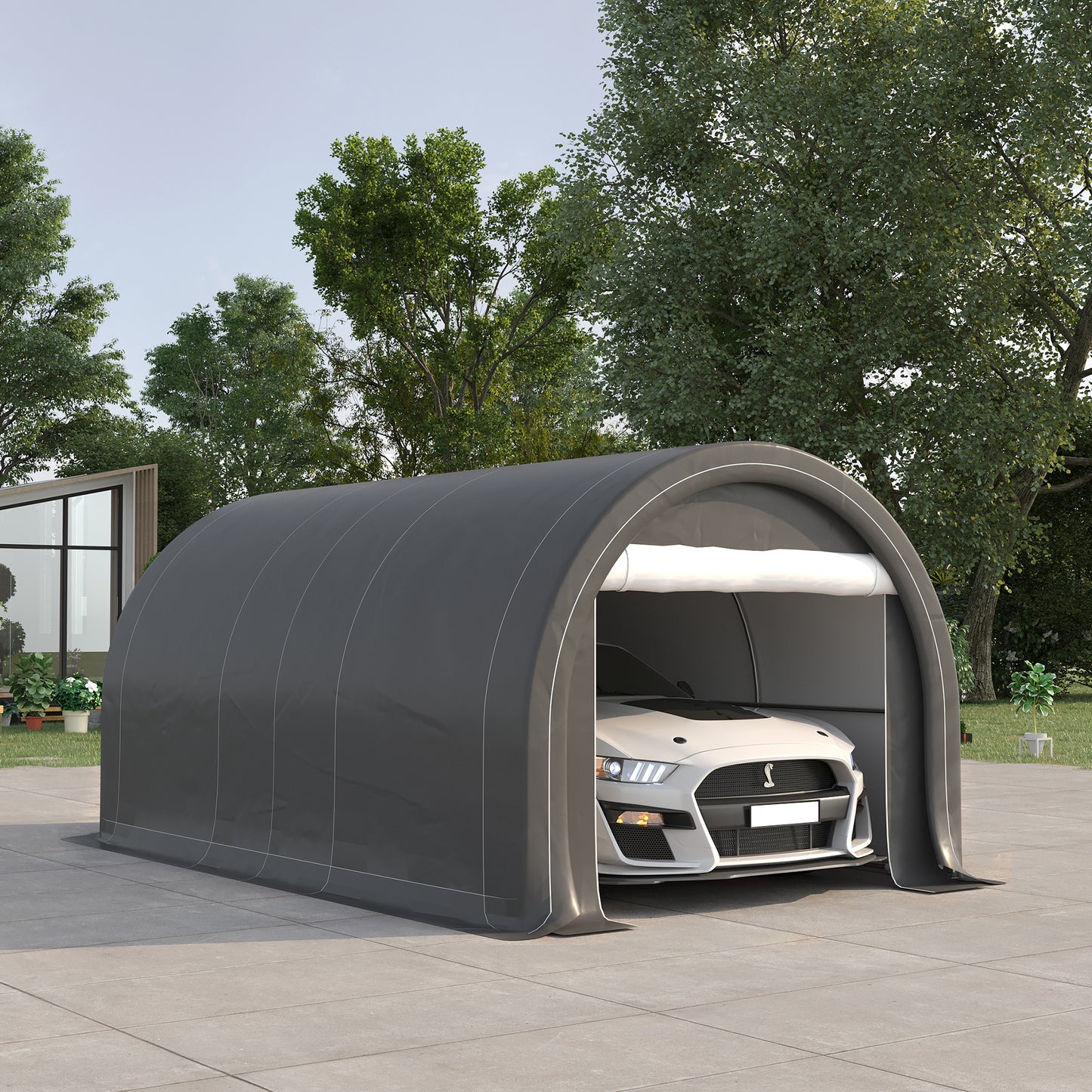 Heavy Duty Portable Carport Canopy - 10 x 16 ft, Gray