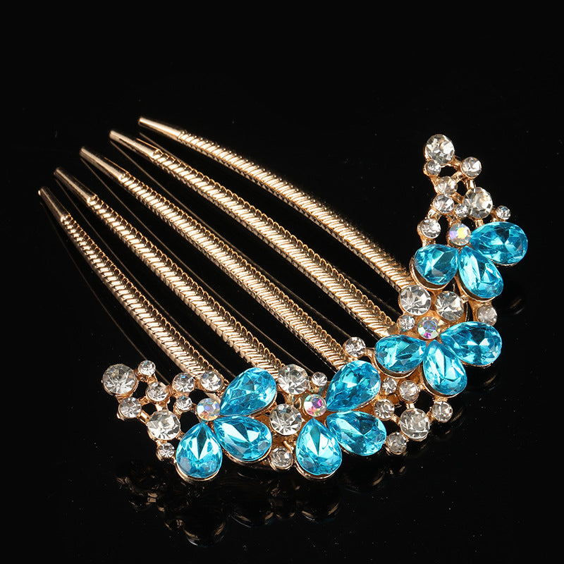 Alloy Water Drill Comb Palace Style Women’s Five-Tooth Hair Comb
