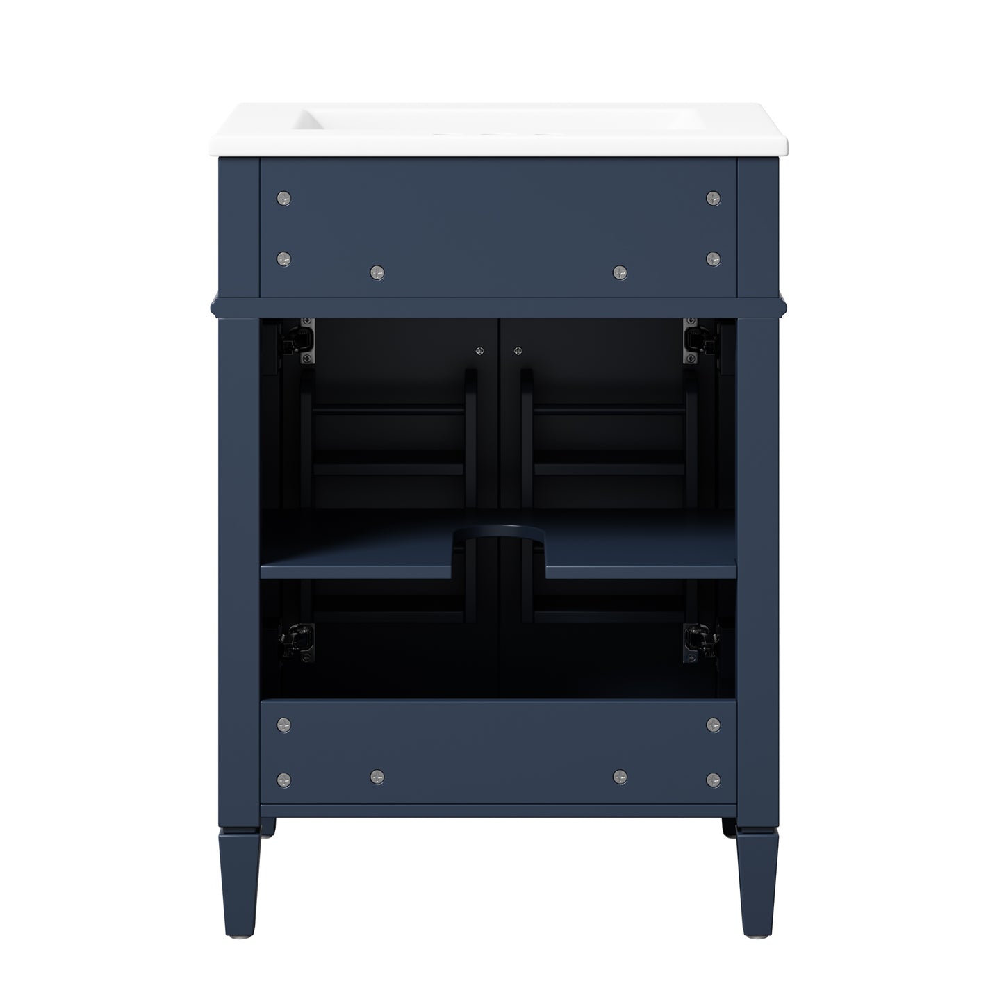 24" Blue Bathroom Vanity with Soft-Close Doors & Storage Drawer