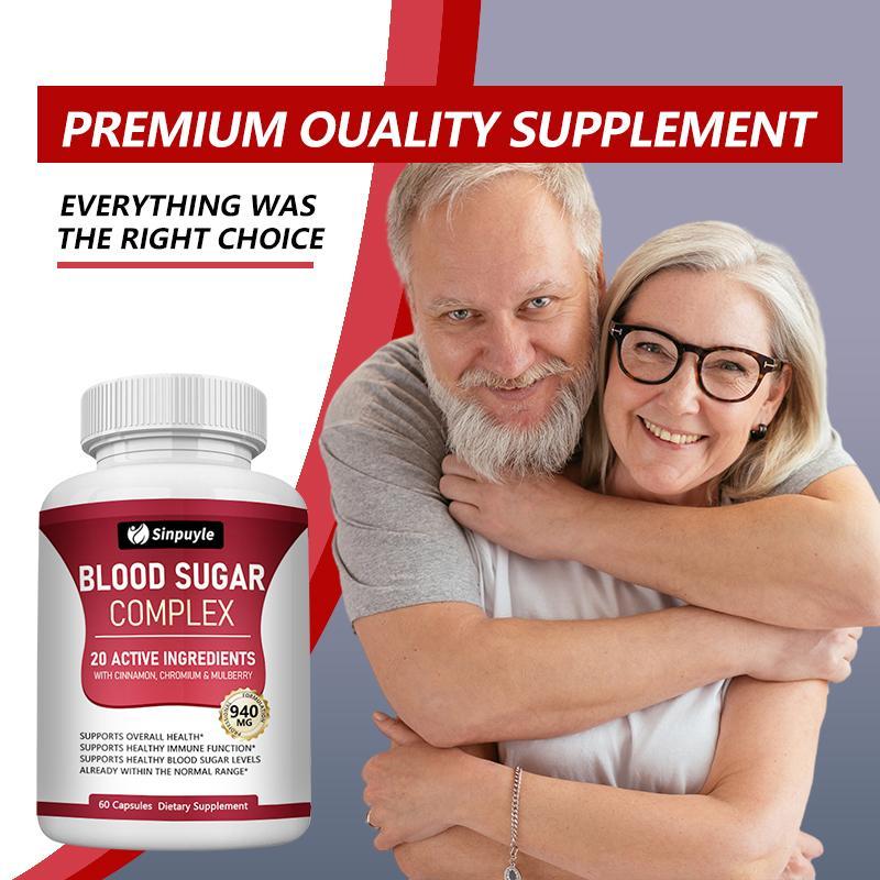 Blood Sugar Complex Supplement - 20 Active Ingredients, 60 Capsules