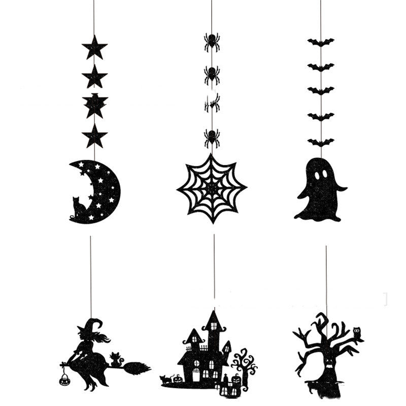Halloween Spider Hanging Garland - 6 Pieces Festive Party Decor