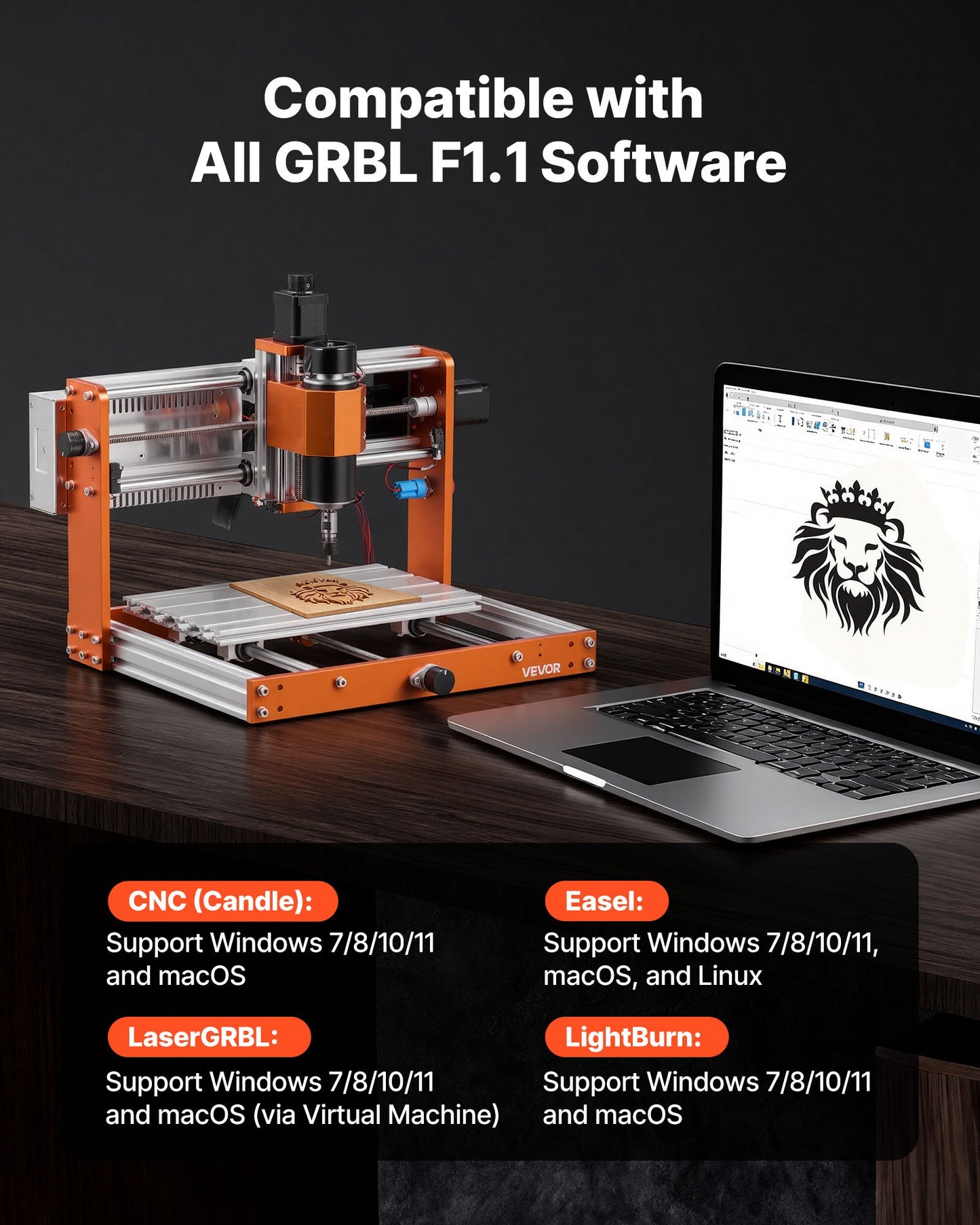500W CNC Router Machine with 3-Axis Wood Engraving & Cutting, 300x180mm Work Area, Offline Controller