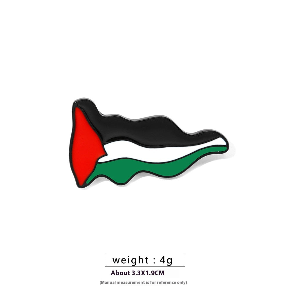 Free Palestine Flag Brooch Pin - Gold & Black Badge for Clothes & Accessories