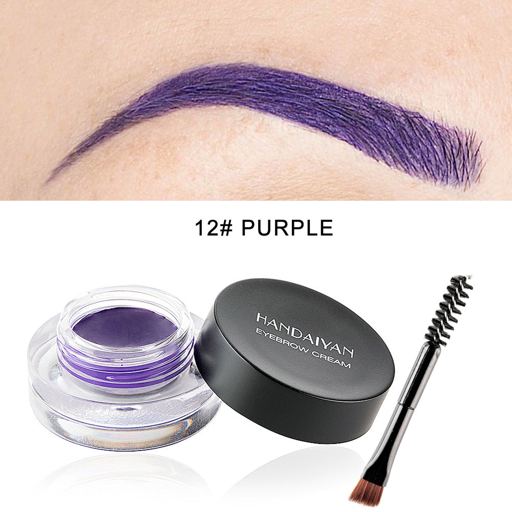 Waterproof Long-Lasting Eyebrow Cream Set - 12 Colors with Brush