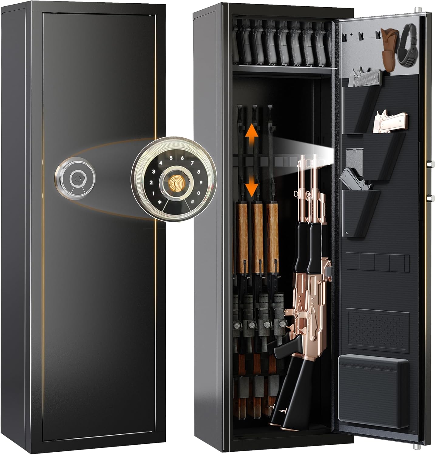 Biometric Gun Safe For Rifles And Pistols, 12-15 Large Cabinet With